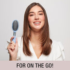 Conair Velvet Touch oval cushion hair brush - Travel Hairbrush- Detangling - ideal for curly or straight styles - detangler brushes - women or men - Sky Blue