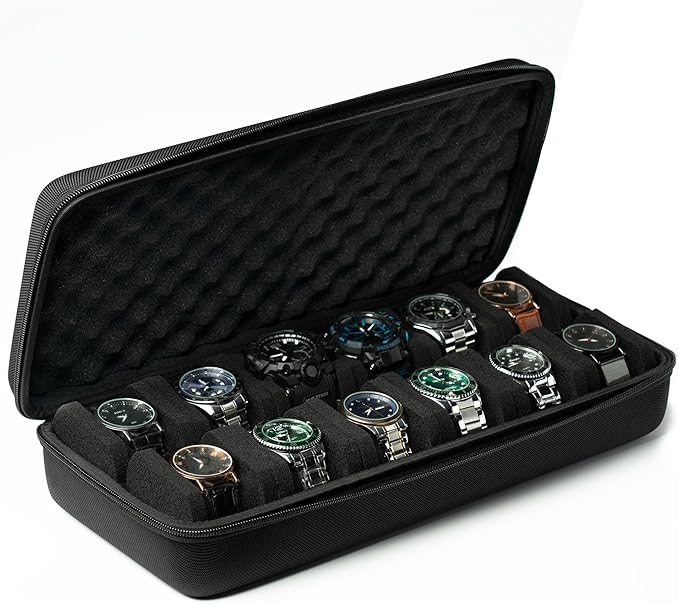 12 slots Watch Case, hard watch travel case, storage box, padded case - Image 6
