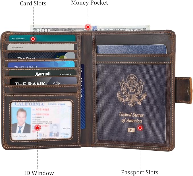 Polare Luxury RFID Blocking Leather Passport Holder Travel Wallet - Image 6