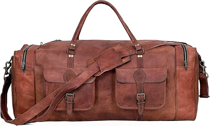 Leather Duffle Bag for Men Luggage Handmade Travel Bag Carry On Luggage - Image 2