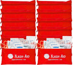 Mini First Aid Kits – 12-Pack Bulk Travel Emergency Kits in Reusable Pouches – by FlashAid