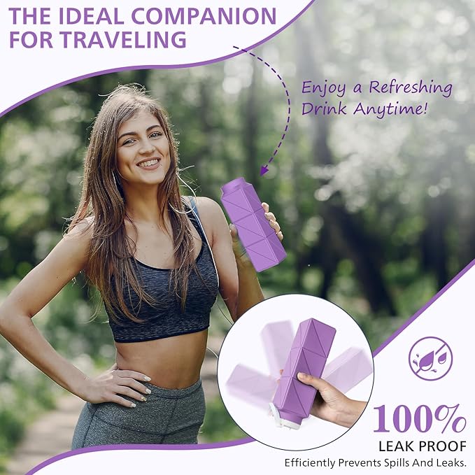 610ml Collapsible Water Bottles Upgrade Foldable Water Bottle BPA Free Reusable - Image 4