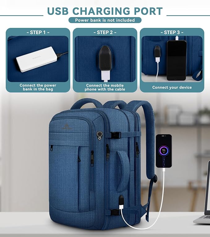 60L Big Capacity Carry On Laptop Backpack Large Travel Backpack - Image 5