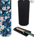 Shappy 2 Pcs Heat Resistant Hair Tools Bag Curling Iron Travel Case Cover Neoprene Flat Iron Holder Travel Case and Silicone Mat Pouch for Hot Hair Tools Storage Organizer(Flower Style)