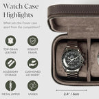 TAWBURY 3 Watch Case Top-Grain Genuine Leather Travel Case Roll - Image 5