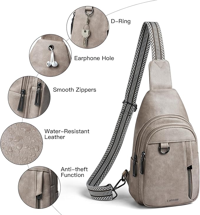 7L Sling Bag for Women Men Leather Small Sling Backpack Daypack Anti Theft - Image 4
