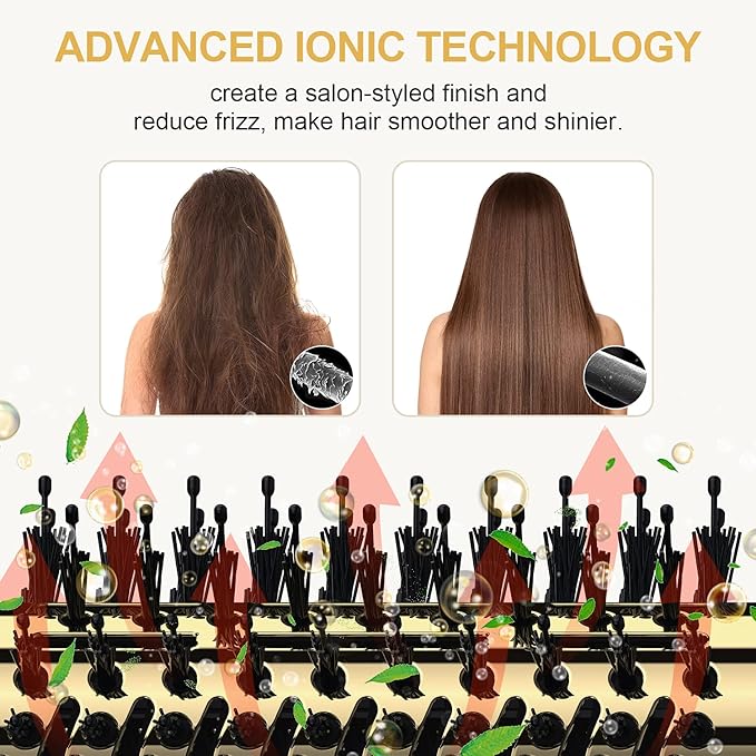 Hair Dryer Brush Volumizer, Ionic Technology, ALCI Safety, 360 Swivel Cord, Gold