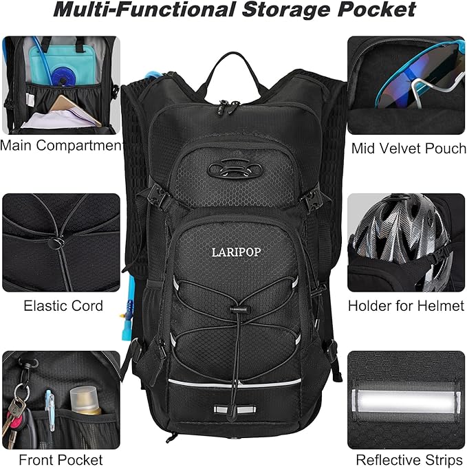 LARIPOP Hydration Backpack, 18L Hiking Backpack - Image 4