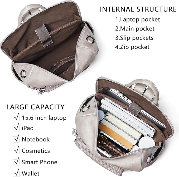 Shrrie Vegan Leather Laptop Backpack - Image 4