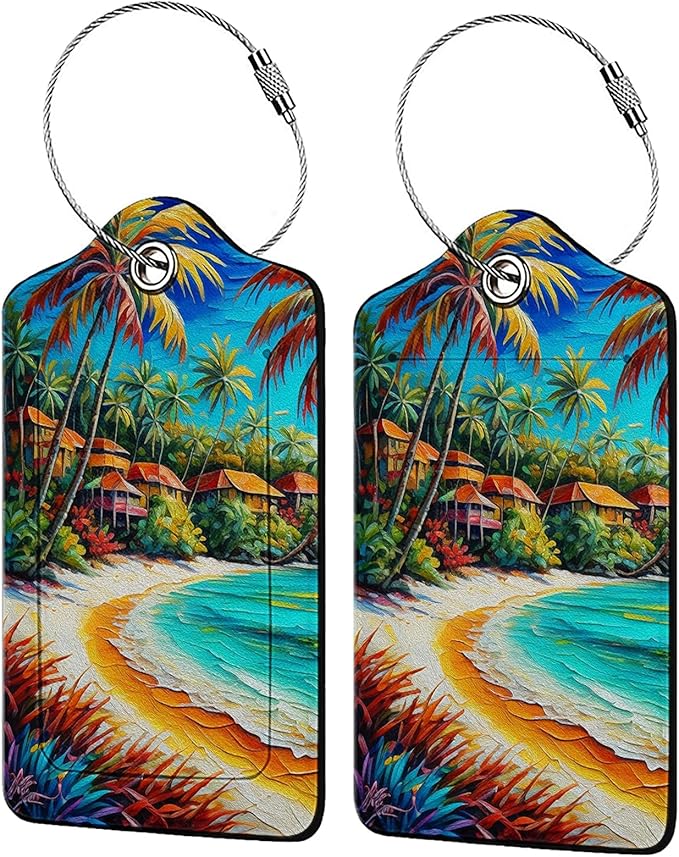 Seaside Town 2-Pcs Premium Leather Tags by Unknown