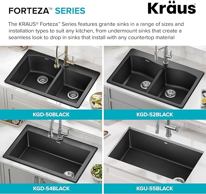 KRAUS Forteza 32-inch Undermount Single Bowl Granite Kitchen Sink in Grey - Image 16
