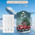Red Truck Carrying Christmas Tree Set of 2 Luggage Tags - Image 2
