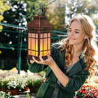 18" Glass Solar Lanterns Outdoor Waterproof, Large Solar Flickering Flame - Image 8