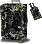 Suitcase Protector Plus 1 Luggage Tag, Wild Flowers Hummingbird Travel Suitcase by BWEGRHE
