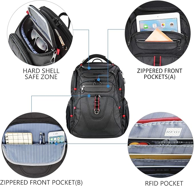 KROSER TSA Friendly Travel Laptop Backpack 17.3 inch XL Computer Backpack - Image 4