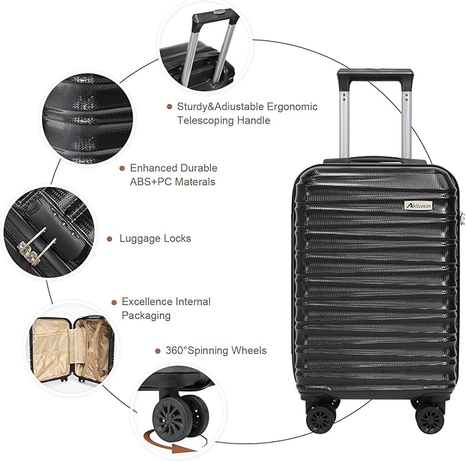 Luggage Set 3 Piece Luggage Set ABS hardshell Spinner Wheels Luggage Carry on - Image 2