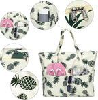 LEDAOU Large Beach Tote Bag Women Waterproof Sandproof Zipper Beach Tote Bag - Image 7