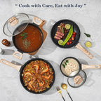 12 Pcs Pots and Pans Set, Nonstick Cookware Sets Black Granite Induction - Image 8