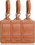 Teskyer Luggage Tags, 3 Pack Premium PU Leather Luggage Tags Privacy Protection by TESKYER