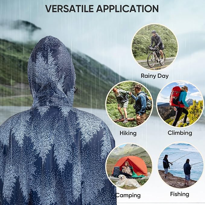 PTEROMY Hooded Rain Poncho for Adult - Image 6