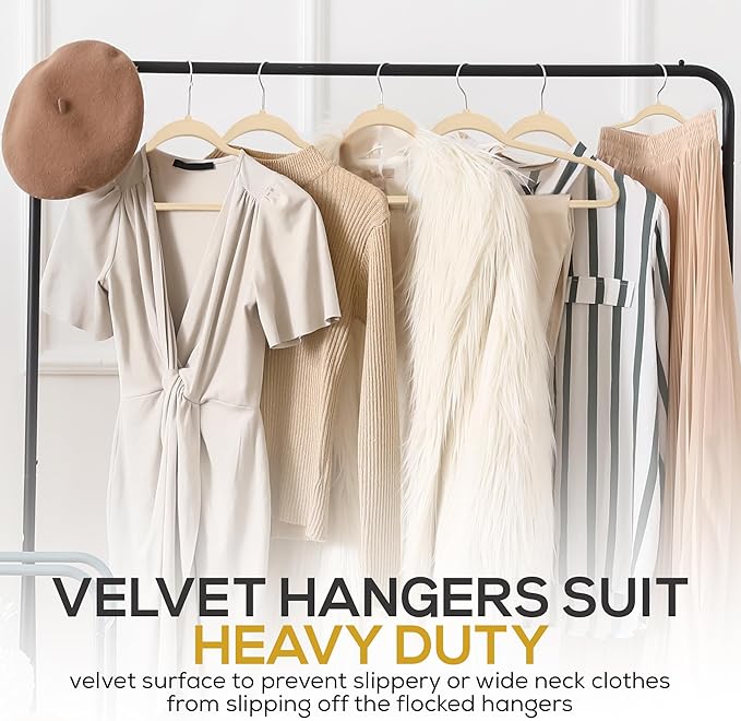 50 Pack New Premium Quality Velvet Hangers Ultra Thin Non Slip Adult Felt Space - Image 7