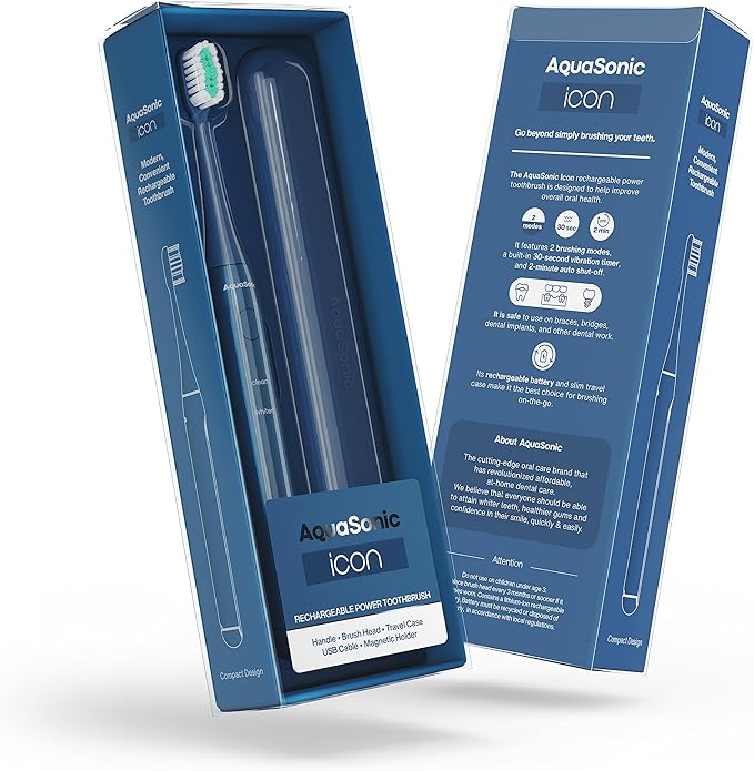 Aquasonic Icon ADA-Accepted Rechargeable Toothbrush | Magnetic Holder & Slim - Image 8