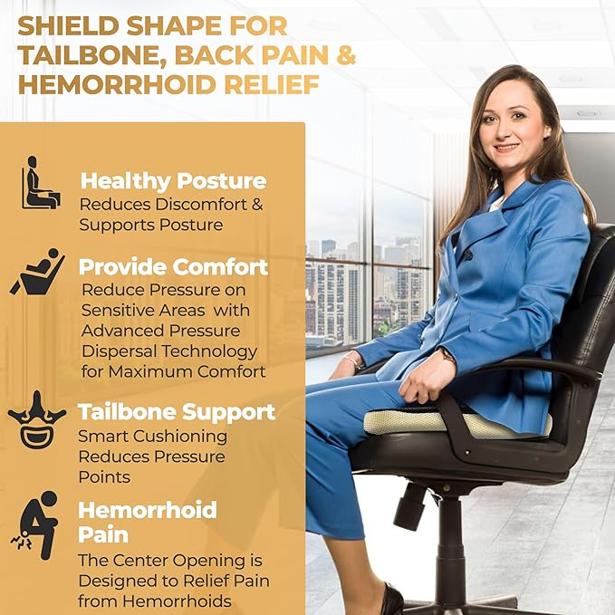 Patented 55D Memory Foam Seat Cushion– Ergonomic Office Chair Cushion - Image 3