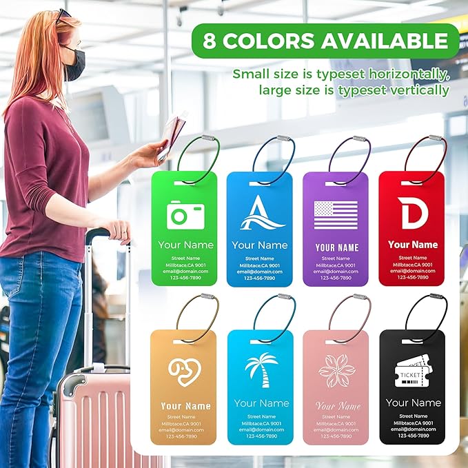 Personalized Luggage Tags, Custom Luggage Tags 4 Pack TSA Approved Double Sided - Image 6