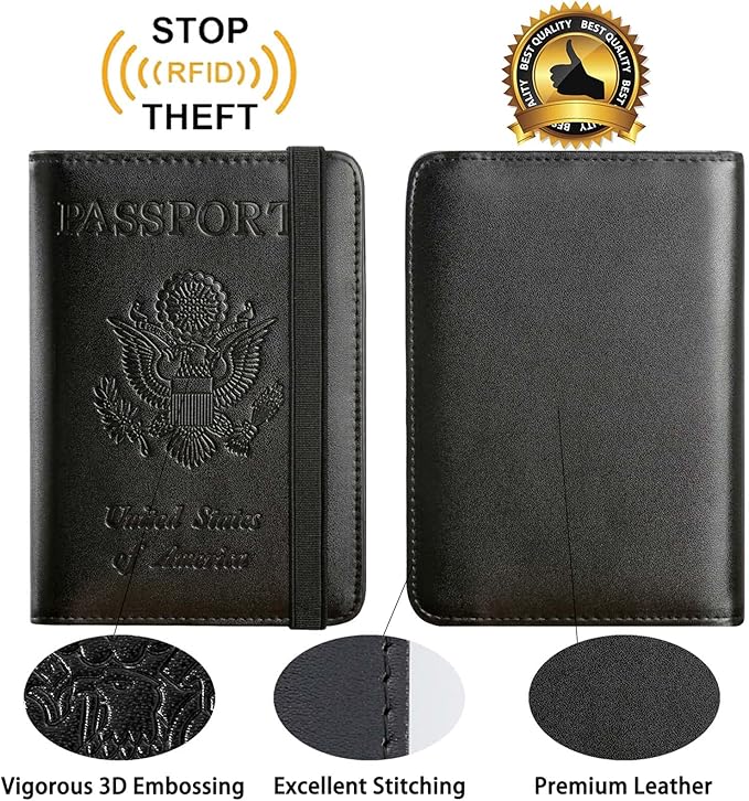 Passport Holder With Luggage Tag Travel Essentials Passport Cover Wallet RFID - Image 5