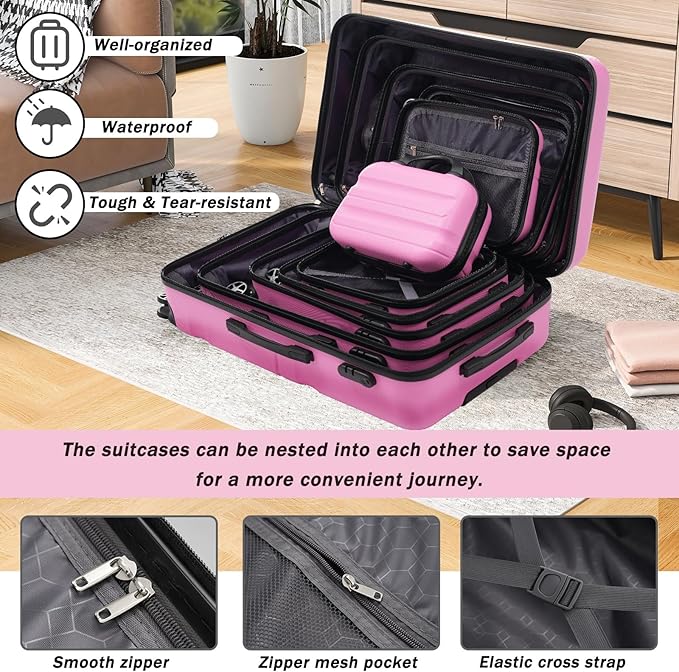 Merax Luggage Set 6 Piece, Hardshell ABS Suitcases - Image 6