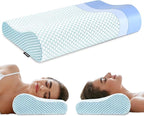Memory Foam Bed Pillow for Sleeping, Ergonomic Cervical Contour Neck Support by Polovo