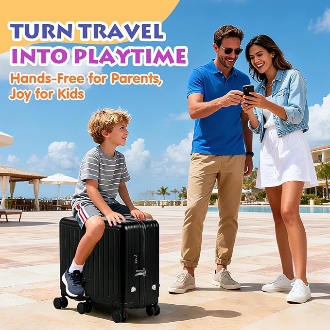 Kids Ride-On Luggage, Foldable Pedal, Hidden Cup Holder & Combination Lock - Image 8