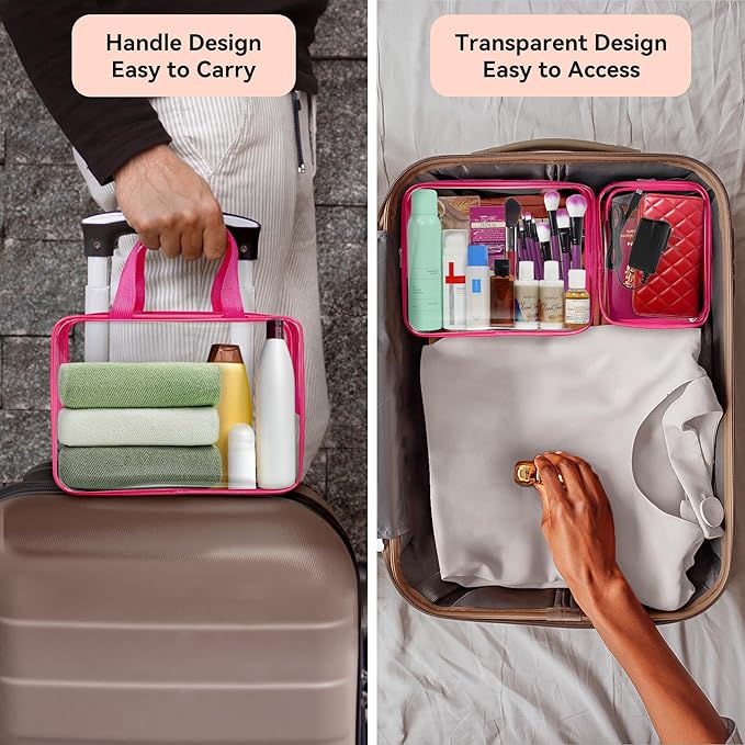 TISRATOK 10 PCS Clear Travel Makeup Toiletry Bag, Plastic PVC Cosmetic TSA - Image 4
