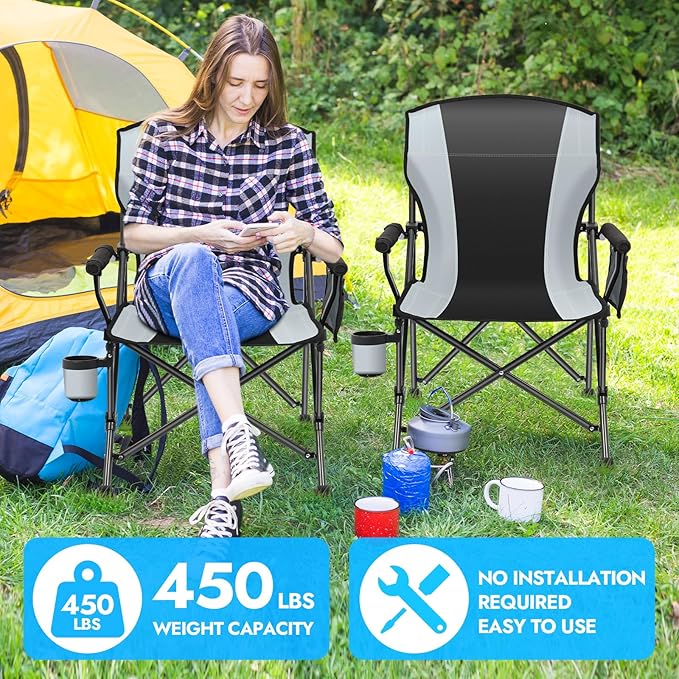 2 Pack Oversized Folding Camping Chair - Image 4