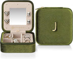 Vlando Plush Velvet Travel Jewelry Case, Personalized Initial Jewelry Boxes by VLANDO