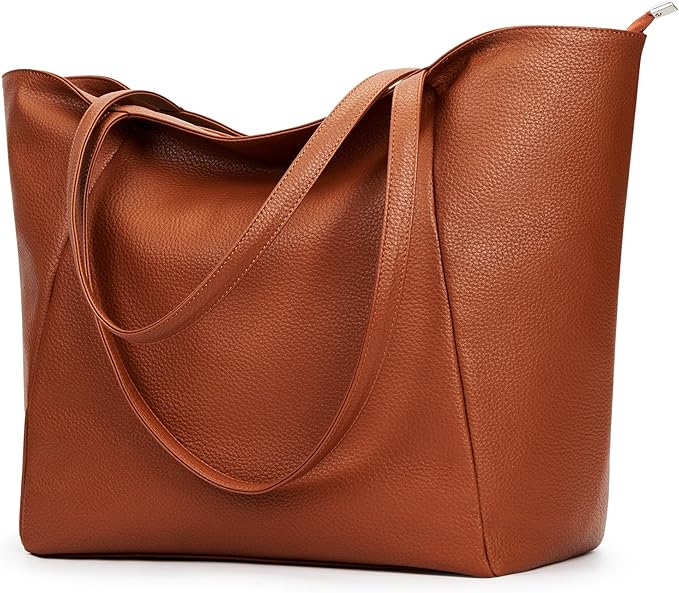 KALIDI Large Tote Bag Vegan Leather Casual Zipper Work Bag Weekender Hobo by KALIDI