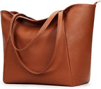 KALIDI Large Tote Bag Vegan Leather Casual Zipper Work Bag Weekender Hobo by KALIDI