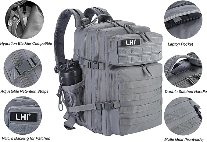 LHI Military Tactical Backpack for Men and Women 45L Army 3 Days Assault Pack - Image 7