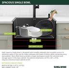Black Kitchen Sink Drop-In 22 x 18 inch, SINKVINE PVD Nano Stainless Steel Bar - Image 4