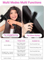 Hair Straightener Brush with Air Vents, ABVOT All in 1 Hot Air Straightening Comb for Black Women, Dual Voltage, Auto Shut Off, Anti Scald Shell, Fast Heat Up, for Curly Hair | Black