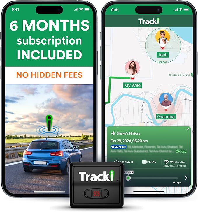 Tracki GPS Tracker for Vehicles, Kids. Subscription Needed. US-Made Tech. 4G by Tracki