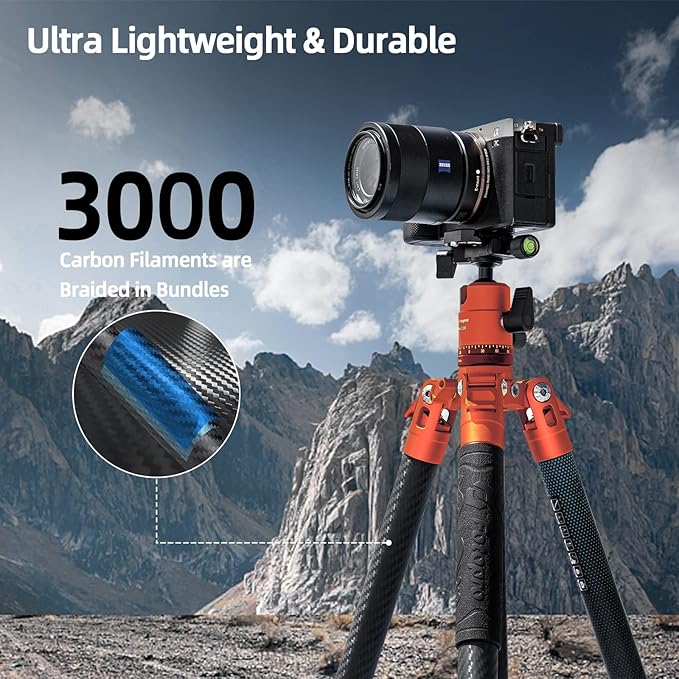 Fotopro Carbon Fiber Tripod 60 Inch 360 Degree Ball Head Quick Release Plate - Image 3