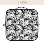 Makeup Organizer Bag, Skull and Flowers Travel Makeup Bags Makeup Vanity Case Large Capacity Rhombus Cosmetic Toiletry Bag for Girl Women Ladies