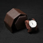 Oirlv Luxury Hexagonal Leather Watch Travel Case Single Watch Box - Image 3