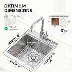 COMLLEN 17x19 Inch Drop in Bar Sink, Outdoor Sink 304 Stainless Steel Kitchen - Image 5