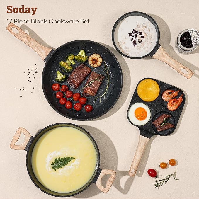 17 Pcs Pots and Pans Set Non Stick Kitchen Cookware Sets Nonstick Induction - Image 8