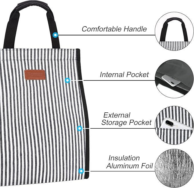 Lunch Bags for Women Insulated Reusable Lunch Tote - Image 3