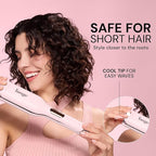 L'ANGE HAIR SculptWaver Titanium Deep Wave | Hair Crimper for Effortless Beach Waves | 3 Barrel Hair Waver with Adjustable Heat | Dual Voltage & Smart Timer | Styling Tools & Appliances, Blush - Small