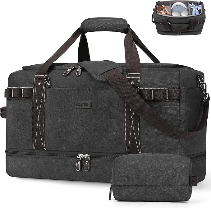 ZOMFELT Travel Duffle Bag for Men, Waterproof Canvas Overnight Duffel Bag by ZOMFELT