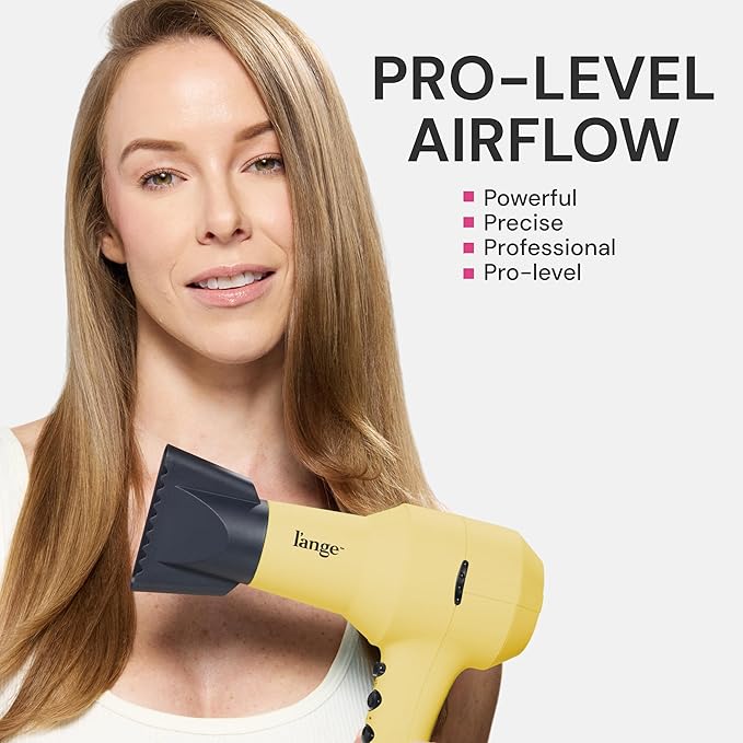 L'ANGE HAIR PowerStyle Turbo Ionic Hair Dryer | 1875 Watt Professional Blow Dryer with Diffuser & Concentrator | Multiple Heat & Speed Settings for Fast Drying | Salon-Grade Styling Tools, Yellow